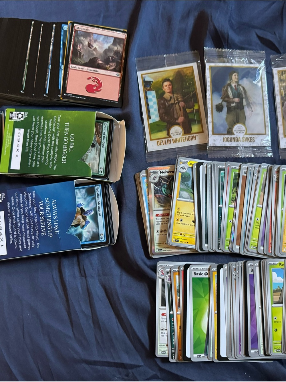 Magic: The Gathering & Pokémon Card Assortment - Blue and Green Cards Included